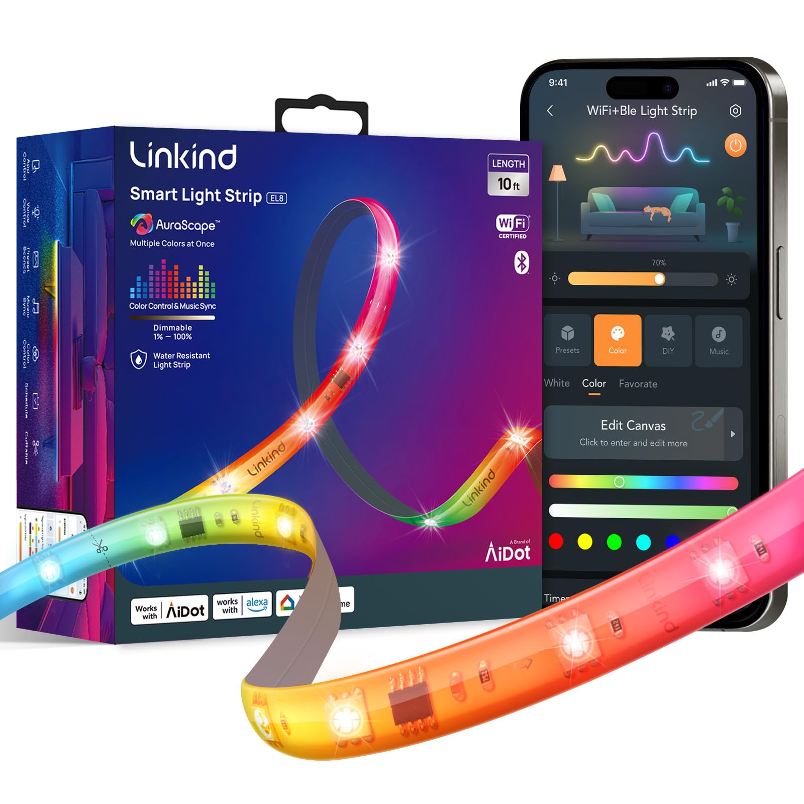 Amazon.com: Linkind LED Strip Lights RGB 25ft, Smart Light Strip
